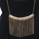 Charlotte Russe Y2K  Cropped Black Tank w/ Gold & Rhinestone Chain Medium NWT Photo 2