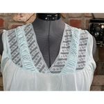 Nightgown Blue Lace satin long v neck Size L Photo 2