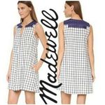 Madewell  Embroidered Sunray Dress With Pockets Linen Plaid Sleeveless Photo 1