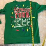 EXPRESS your Elf Holiday Christmas Lightweight Sweater Juniors XS Green Party Photo 6