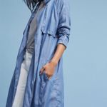 Anthropologie Second Female Belted Chambray Denim Duster Trench Coat Blue Photo 1