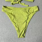 Womens Juniors Swimsuit XL Lime Green Front Keyhole Ring Ribbed 2 Piece NEW Size undefined Photo 2