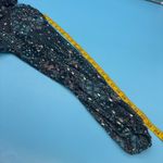 Haver London Women's Sheer Crop Top Blue Patterned with Gold Fleck Size Large Black Photo 6