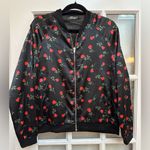 Motel Rocks  Rose Floral Black Bomber Jacket Pinup Retro Rockabilly Size Small S Photo 12