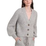 Arlene Knitted Short V neck Gray Chunky Cardigan Sweater Size L Photo 3