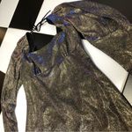 Nicole Miller NWT  Square Neck Mini Iridescent Glitter Black Gold Purple Cocktail Photo 5