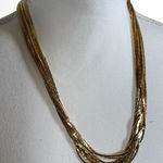 Vintage Gold Tone Multi Chain Herringbone Necklace Womens Jewelry Classic Photo 0