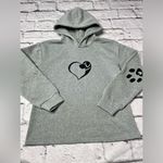 SheIn Fleece dog printed Grey pullover hoodie sweatshirt women’s size medium Photo 0