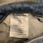 Machine Women's Distressed Raw Cut Frayed Hem Jean Shorts Blue Size Small Photo 7