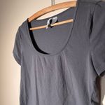 H&M Grey Swoop Neck Cropped Shirt Photo 1