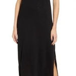 Paige  Black Knit V-Neck Midi Dress with Slit Photo 0