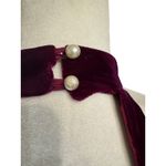 Vintage Gothic Velvet Halter Gown Burgundy Velvet Opera Dress with Pearl Choker Photo 5