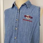 Hard Rock Cafe Vintage Y2K 90s Sleeveless Denim Shirt Sz XL Button Front Photo 3