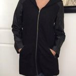 Jolt Faux Leather Sleeve Parka Hooded Womens Large Wool Blend Peacoat Photo 0