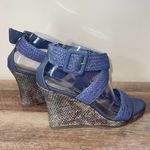 Dana Buchman  Vintage Summer Woven Platform Wedge‎ Sandals Blue Purple Size 10 Photo 4