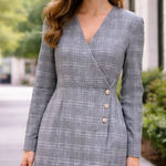 ZARA 🖤  Gray Plaid Mini Dress Blazer Style | Size XL | runs small Photo 0