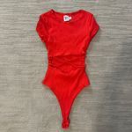 Princess Polly Red Cut Out Bodysuit Photo 3