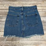 H&M Medium Wash Distressed Denim Skirt 8 Button Fly Minor Whiskering H And M Photo 3