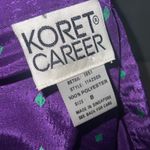 Vintage Koret Career Purple & Teal Diamond Print Satin Button Down Shirt Size 8 Photo 10