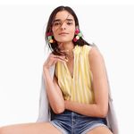 J.Crew ruffle-neck Tank Top in wide-stripe Poplin Photo 0