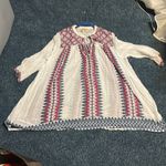 Roberta Roller Rabbit  lightweight cotton top White and Burgundy Geometric Tunic Photo 5