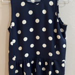 J.Crew Navy White Polka Dot Ruffle Peplum Sleeveless Top Size 0 Classy Old Money Photo 0