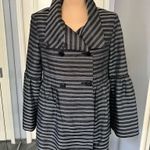 Samuel Dong Black Striped Peplum Bell Sleeve Jacket Photo 0