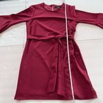 Lulus Last Love Song Burgundy Tie Waist 3/4 Bell Sleeve Dress MEDIUM Photo 9