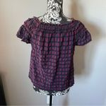 Ulla Johnson  Plaid Printed Fringes Shirt Top Size 0 Purple Blue Photo 4