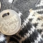 margaret o'leary Chevron Black White V-Neck Button Cardigan Sweater Size Medium Photo 8