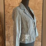 Vintage Ruby Rd Womens Blazer 6P Navy Striped Demin Pockets Buttons Retro Chic Blue Photo 2