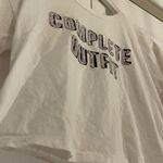 ZARA  Cropped White T-Shirt With 2D “complete outfit” saying detailed back Size S Photo 3