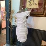 Abercrombie & Fitch NWT Off-The-Shoulder Twist Ruched White Mini Dress - Sz M π§‘π Photo 2