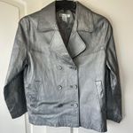 Santa Fe Leather Jacket Blazer Womens‎ Size 8 Silver Metallic Retro Vintage Photo 0