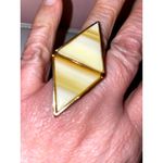 Lot of 3 Statement Rings Adjustable Bands Peacock Enamel Rhinestone Cocktail Gold Photo 3