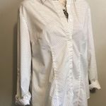 Apt. 9 POLKA DOT WOMANS BUTTON DOWN ROLL TAB SLEEVED BLOUSE WITH COVERED PLACKET SZ LG Photo 1