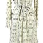 Vintage 70s Just Mort Dagger Collar Square Polka Dot Shirt Dress Matching Belt S Black Photo 0