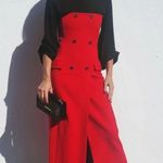 ZARA NWT Red Strapless Midi Dress Sz Medium Flap Pockets Buttons Photo 3