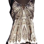 Cache Black Beaded Cut In Sleeve Top Silk Key Hole Front Back Stretch NWT $128 Photo 0