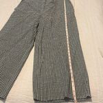 Loft Ann Taylor  Gingham Black and White Wide Leg Cotton Blend Ankle Pants Large Photo 7