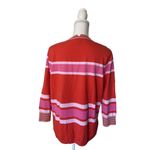 CAbi Sweater Womens Size M Red Pink Striped Knit Long Sleeve Cozy Casual Photo 2