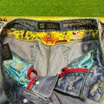 Odyn Jeans Size 28 Light Wash Y2K Embroidered Floral Studded Low Rise Button Fly Blue Photo 8