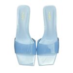 ALDO Sz 7 US Casablanca Jelly Blue Slip On Square Toe Clear Block Heel Sandals Photo 1