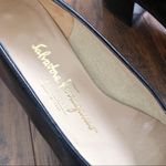 Salvatore Ferragamo • vintage black patent pumps heels block round toe chain Photo 5