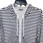 Talbots  Womens Stripe Full Zip Drawstring Long Sleeve Hoodie Black White Size 2X Photo 1