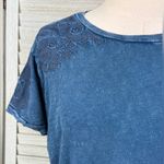 Lucky Brand  Distressed Blue Embroidered 100% Cotton T-Shirt-Large Photo 1