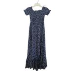 Lulus Blue White Floral Lightweight Flowy Womens Off Shoulder Maxi Dress Size Sm Photo 3