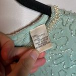 Vintage mint silk beaded long sleeve maxi dress Green Size 12 Photo 4