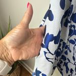 Betsey Johnson  Floral Jacquard Dress Size 8 White Blue‎ Metallic Flower Print Photo 4