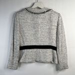 Tahari Size 6 Tweed Blazer Jacket White Black Fringe Stitch Detail V-Neck READ Photo 13